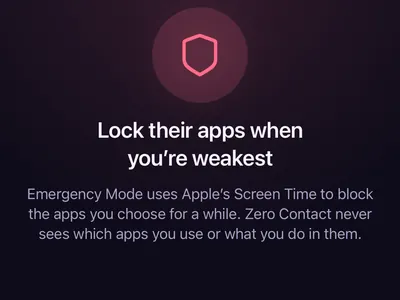 Zero Contact Pro Emergency Mode screen that locks the apps you choose with Apple Screen Time
