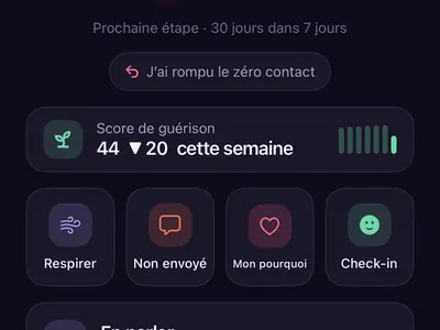 Application Zero Contact affichant une série de zéro contact de 23 jours, 2 heures et 14 minutes