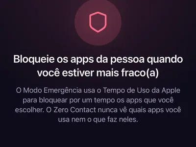 Tela do modo emergência do Zero Contact Pro que bloqueia os apps escolhidos com o Tempo de Uso da Apple